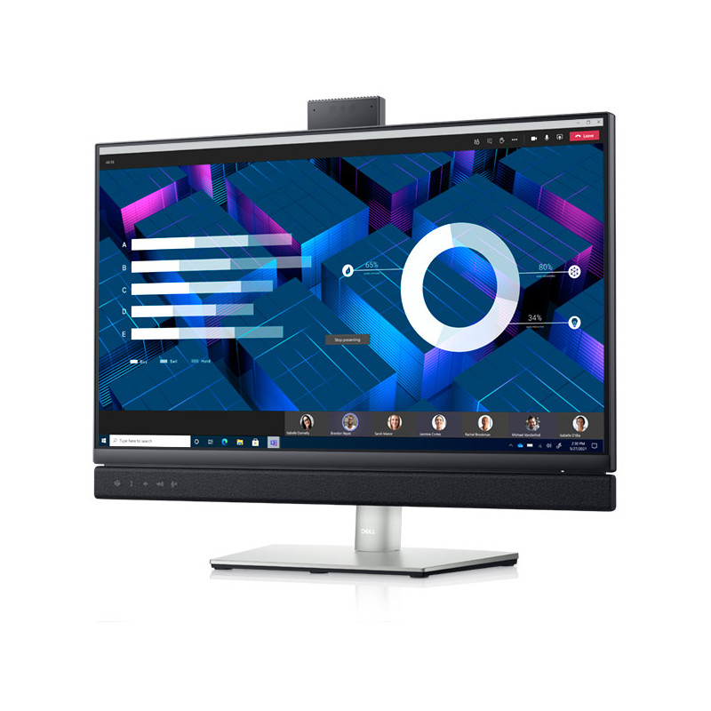 Dell C2422HE Video Conferencing Monitor, Schwarz, 23.8" 1920x1080 FHD, IPS, Blendschutz, 1x HDMI, 2x DP (In/Out), 2x USB-C (In/Out), 3x USB 3.2, 1x RJ45, EuroPC 1 Jahr Garantie