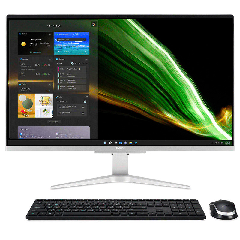 Acer Aspire C27-1655 All-in-one, Argento, Intel Core i7-1165G7, 16GB RAM, 1TB SSD+1TB SATA, 27" 1920x1080 FHD, 2GB Nvidia GeForce MX330, Acer 1 anno Di Garanzia, Inglese Tastiera
